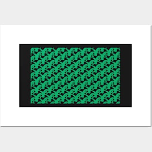 Weird bunny like abstract pattern green Posters and Art